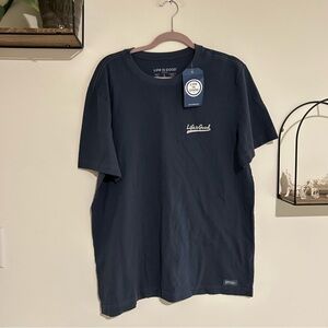 NEW Life is Good Navy Blue 100% Cotton Short Sleeve Dad 2023 T Shirt Tee Large